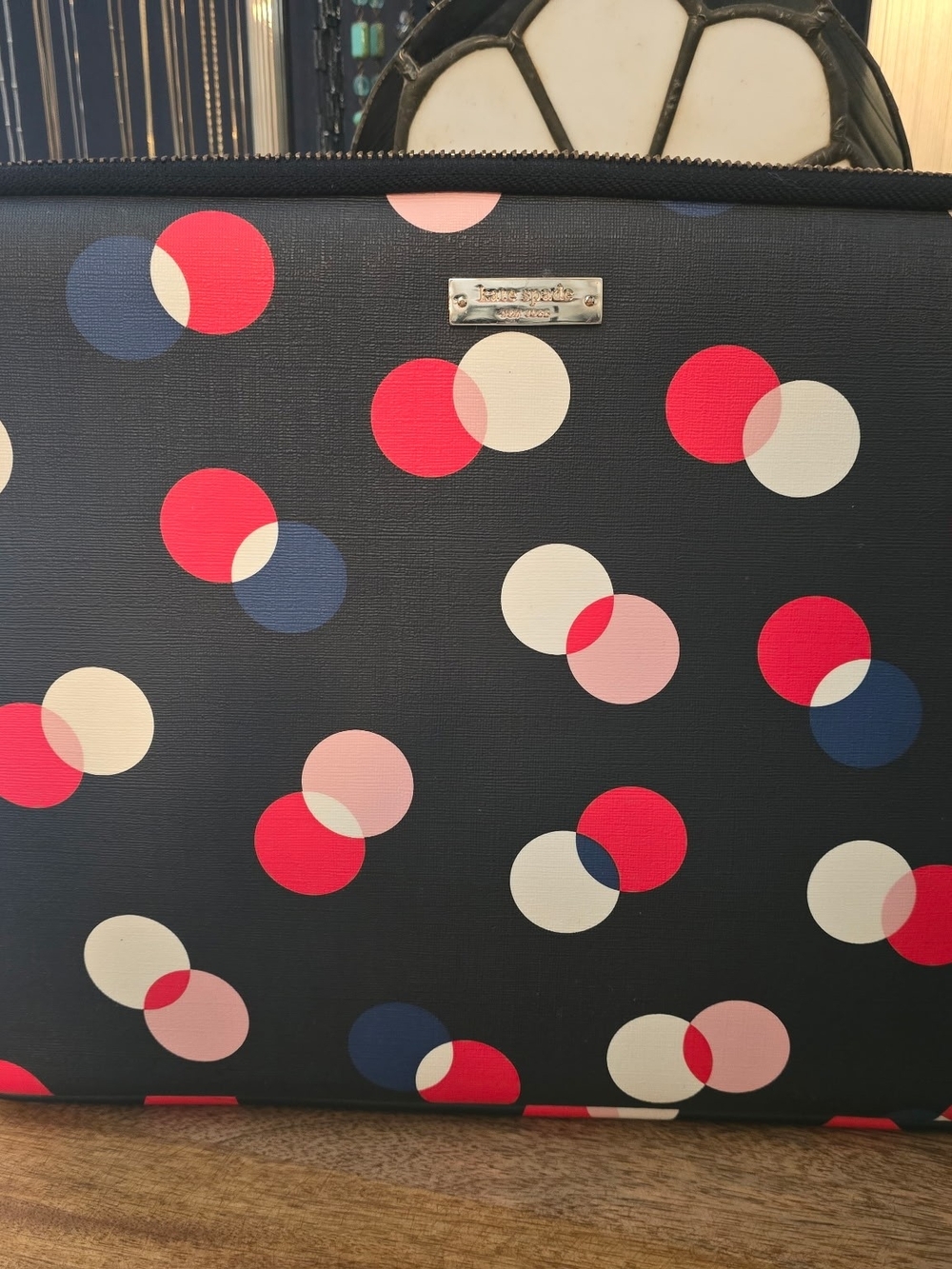 kate spade Navy Polka Dot Laptop Sleeve with Red, Pink & White Circles